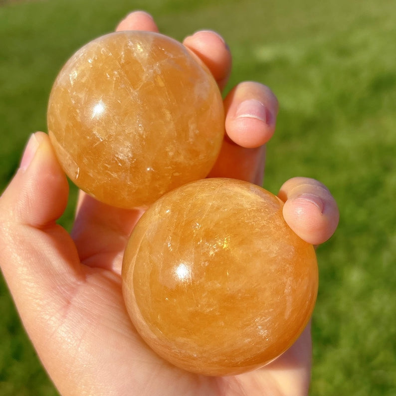 50mm+ Natural Yellow iceland Spar Quartz Crystal Sphere,Quartz Crystal Ball,Calcite Ball,Home Decoration,,Crystal Healing,Crystal Gifts