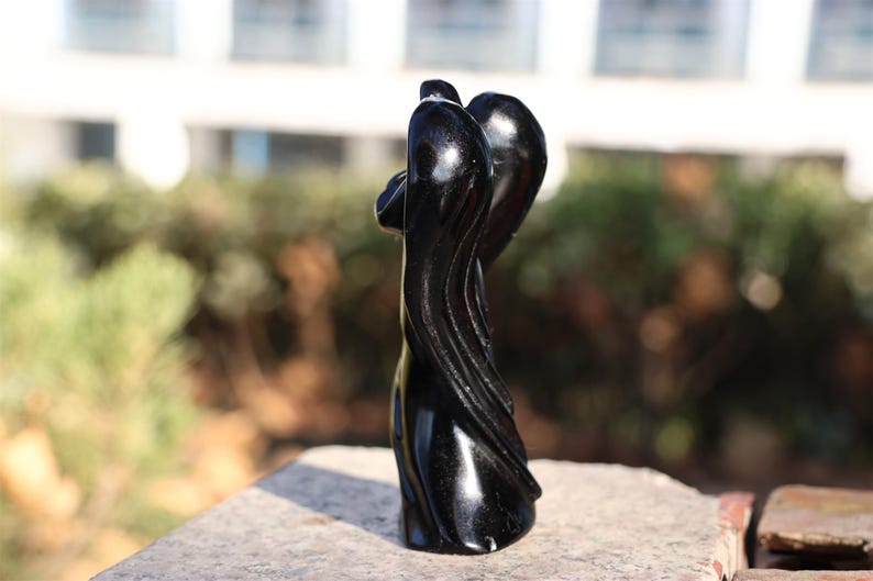 4" Natural obsidian angel, Quartz Crystal Carved,Crystal Heal Reiki, Home decoration, Crystal Gifts