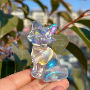 Titanium Rainbow Quartz Fox,Quartz Crystal Fox,Crystal Gifts,Christmas Gift,Home Decoration,Mineral Specimen,Reiki Healing,Crystal Energy