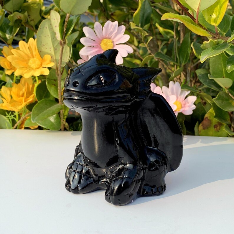 4.5" Natural Obsidian Toothless,Quartz Toothless,,Crystal Toothless,Crystal Heal,Home Decor,Dragon Sculpture,Mineral specimen,Crystal Gift