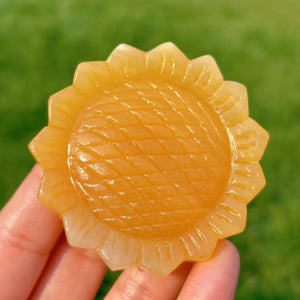 1PC Natural Yellow Calcite Sunflower,Quartz Crystal Sunflower,Valentines Gift,Crystal Carving,Home Decor,Crystal Heal,Crystal Gift
