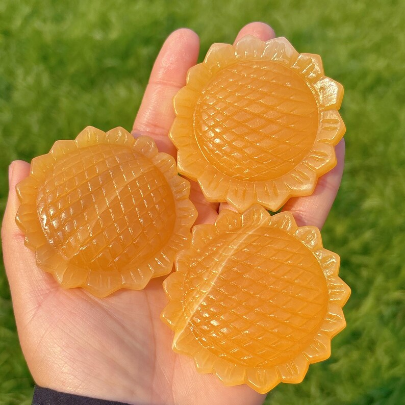 1PC Natural Yellow Calcite Sunflower,Quartz Crystal Sunflower,Valentines Gift,Crystal Carving,Home Decor,Crystal Heal,Crystal Gift