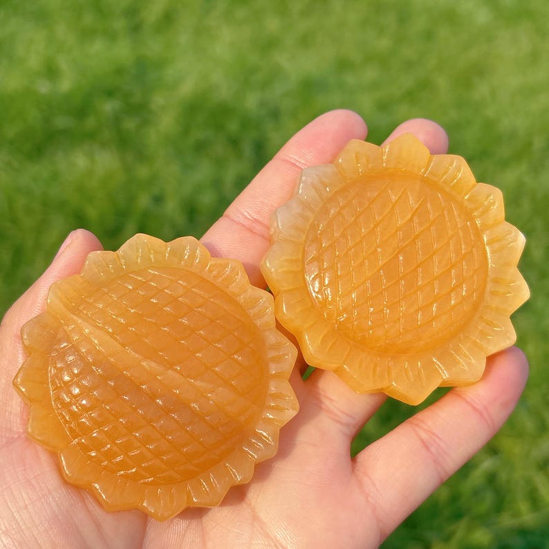 1PC Natural Yellow Calcite Sunflower,Quartz Crystal Sunflower,Valentines Gift,Crystal Carving,Home Decor,Crystal Heal,Crystal Gift