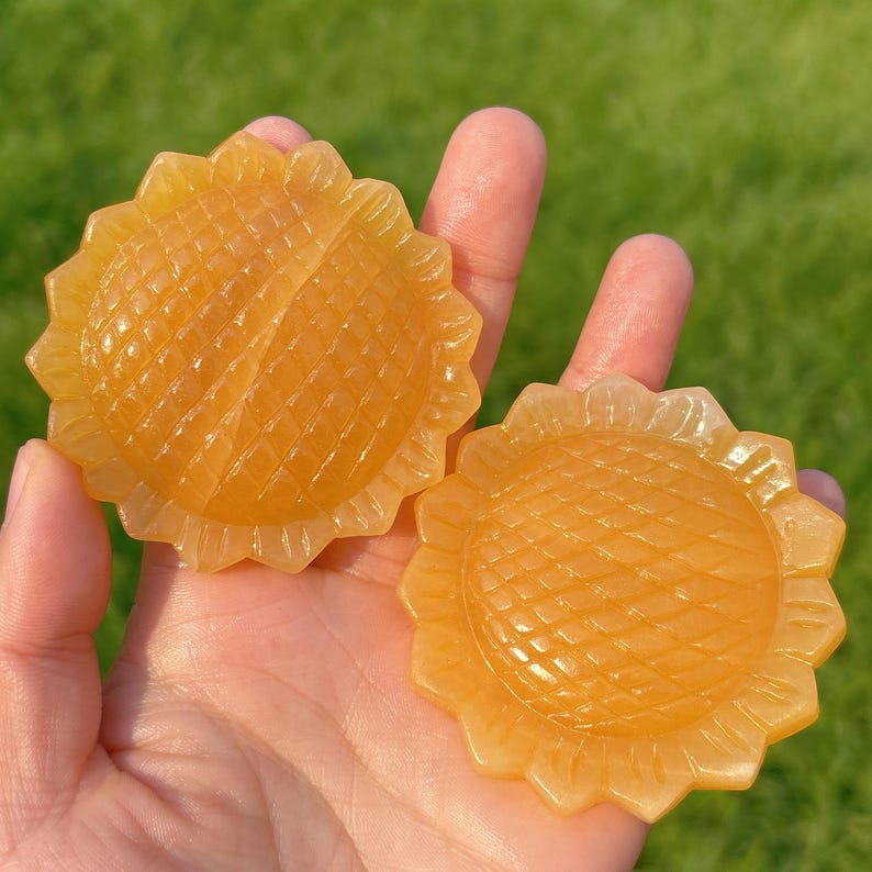 1PC Natural Yellow Calcite Sunflower,Quartz Crystal Sunflower,Valentines Gift,Crystal Carving,Home Decor,Crystal Heal,Crystal Gift