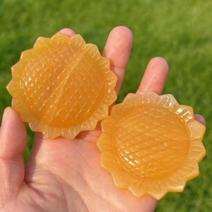 1PC Natural Yellow Calcite Sunflower,Quartz Crystal Sunflower,Valentines Gift,Crystal Carving,Home Decor,Crystal Heal,Crystal Gift