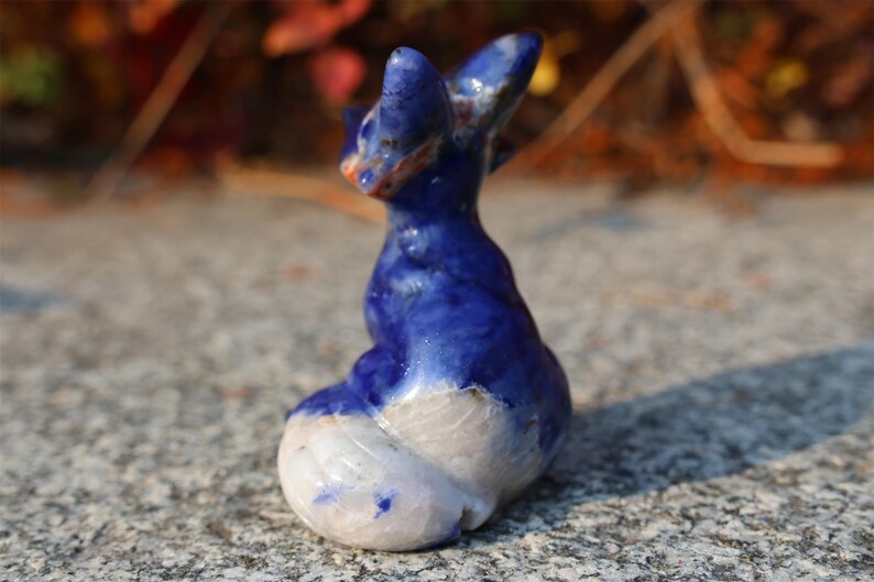 2.4" Natural sodalite Fox,Quartz Crystal Carved ,Crystal Heal Reiki,Home decoration,Crystal Sculpture,Mineral,Crystal Gifts