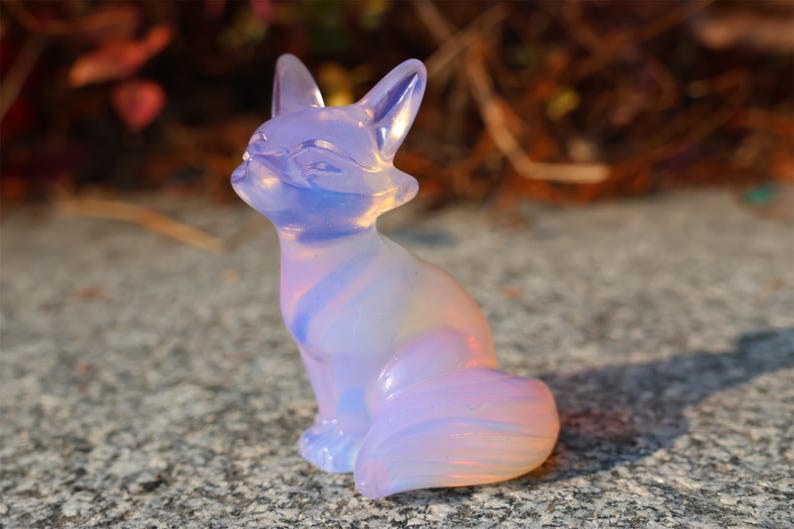 2.4" Natural pink opalite Fox,Quartz Crystal Carved ,Crystal Heal Reiki,Home decoration,Crystal Sculpture,Mineral,Crystal Gifts