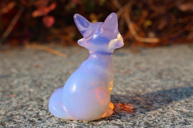 2.4" Natural pink opalite Fox,Quartz Crystal Carved ,Crystal Heal Reiki,Home decoration,Crystal Sculpture,Mineral,Crystal Gifts