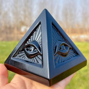 700g+ Natural Obsidian Pyramid,Quartz Crystal Pyramid,Mineral Specimen,Rock,Energy Balancing,Home Decoration, Reiki Healing,Crystal Gift