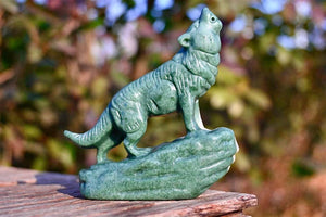 3.4'' Natural Dushan jade Wolf skull，Carved Wolf，Crystal Wolf，Quartz Crystal，Crystal decor，Crystal ornament，Crystal Healing 1PC
