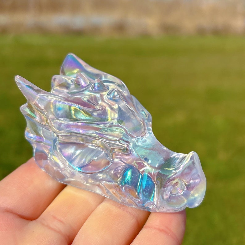 Titanium Rainbow Quartz Dragon Skull,Quartz Crystal Skull,Crystal Gifts,Home Decoration,Mineral Specimen,Reiki Healing,Crystal Energy