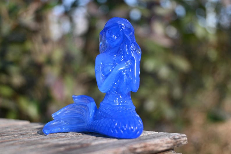 2.6'' carved Blue Opalite Mermaid decor，Crystal Mermaid ，Home decor，Carved mermaid，Crystal gift，Crystal healing