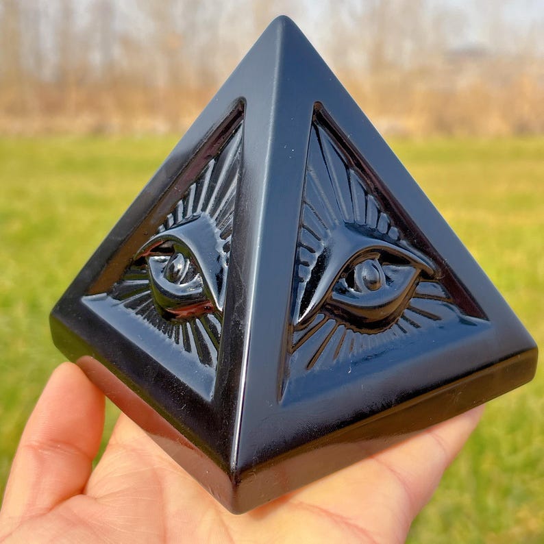 700g+ Natural Obsidian Pyramid,Quartz Crystal Pyramid,Mineral Specimen,Rock,Energy Balancing,Home Decoration, Reiki Healing,Crystal Gift