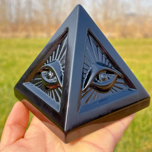 700g+ Natural Obsidian Pyramid,Quartz Crystal Pyramid,Mineral Specimen,Rock,Energy Balancing,Home Decoration, Reiki Healing,Crystal Gift