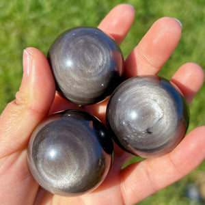 Natural Silver Obsidian Sphere,Quartz Crystal Ball,Rock, Stone, Home Decoration, Divination ball,Mineral Specimen,Reiki Healing