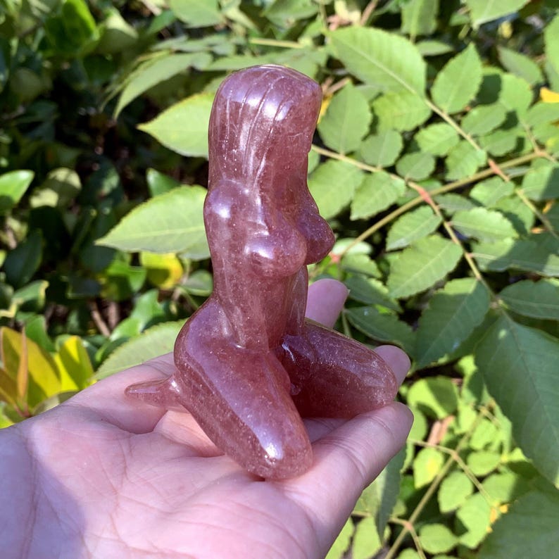 3.1" Natural Strawberry Quartz Goddess Model,Quartz Goddess,Crystal Body,Crystal Heal,Crystal Energy Sculpture,Reiki Heal,Crystal Gifts 1PC