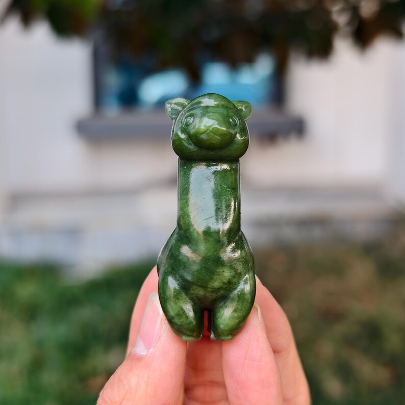 2.8" Natural jade Carved Alpaca，Crystal Alpaca Carving,jade Alpaca，Home Decor，Alpaca carving,Reiki Healing Figurine，Christmas gifts 1PC
