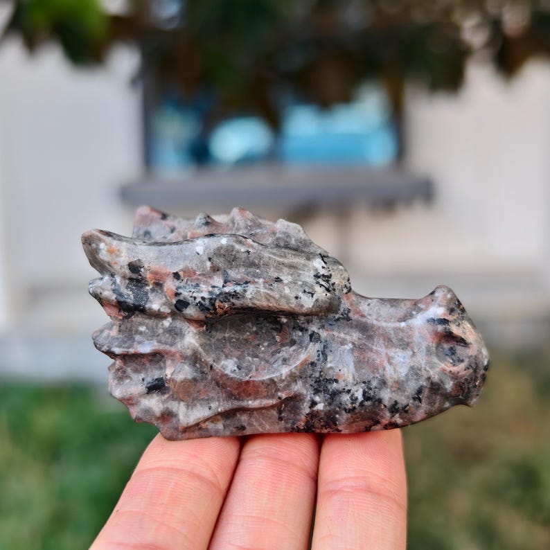 2.8" Natural Yooperlite Carved Dragon，Yooperlite Dragon Head Carving,Yooperlite Dragon，Home Decor，Reiki Healing Figurine，Crystal gifts