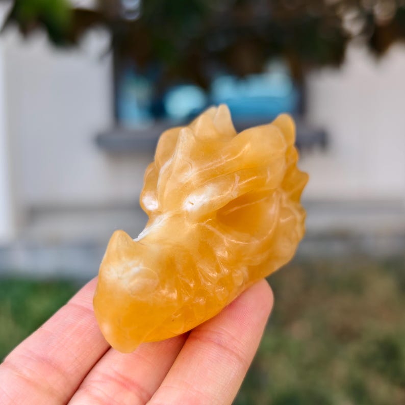 2.8" Natural Geode Stone Carved Dragon，Geode Stone Dragon Head Carving,Geode Stone Dragon，Home Decor，Reiki Healing Figurine，Crystal gifts