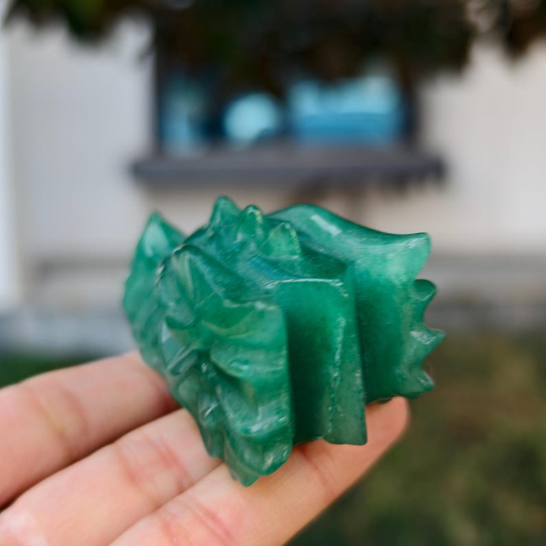 2.8" Natural Aventurine Carved Dragon，Aventurine Dragon Head Carving,Aventurine Dragon，Home Decor，Reiki Healing Figurine，Crystal gifts