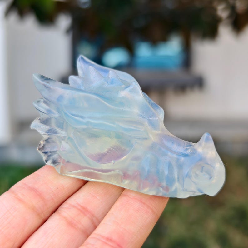 2.8" Natural Opalite Carved Dragon，Opalite Dragon Head Carving,Opalite Dragon，Home Decor，Healing Figurine，gifts