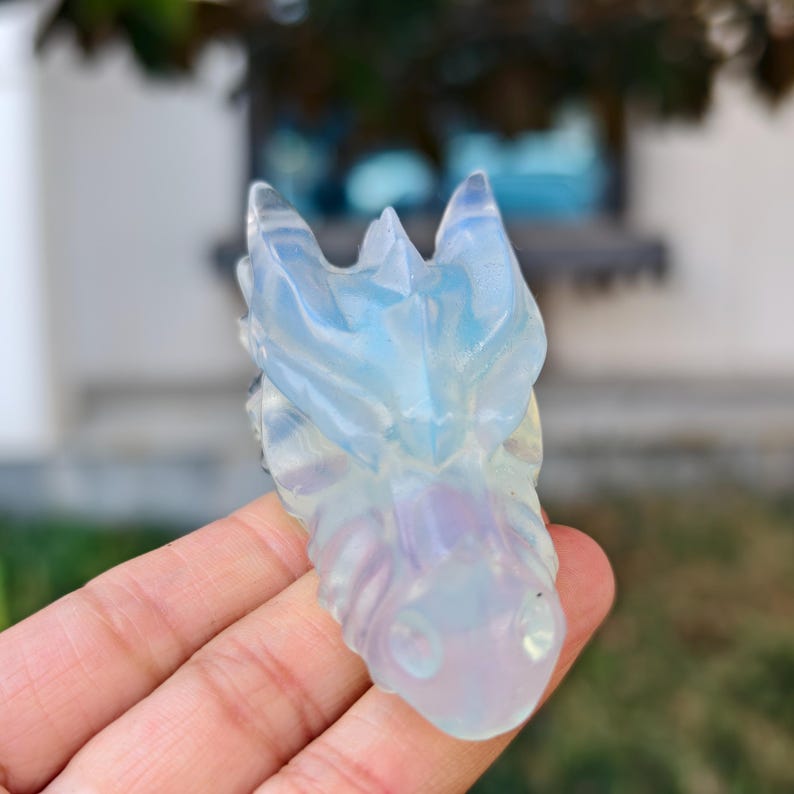2.8" Natural Opalite Carved Dragon，Opalite Dragon Head Carving,Opalite Dragon，Home Decor，Healing Figurine，gifts