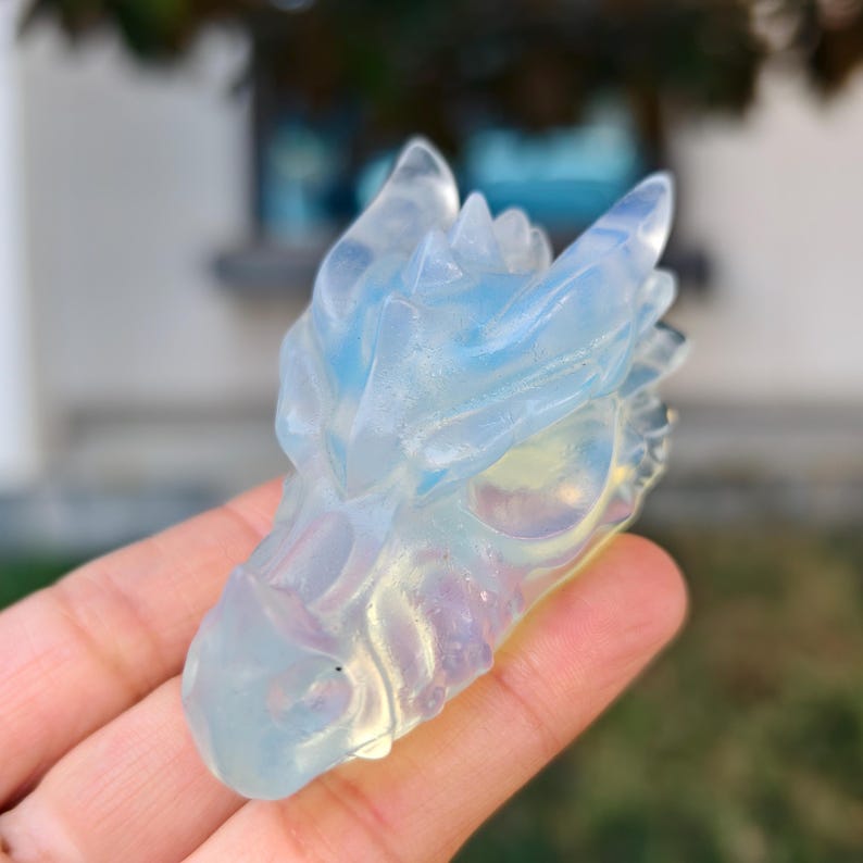 2.8" Natural Opalite Carved Dragon，Opalite Dragon Head Carving,Opalite Dragon，Home Decor，Healing Figurine，gifts