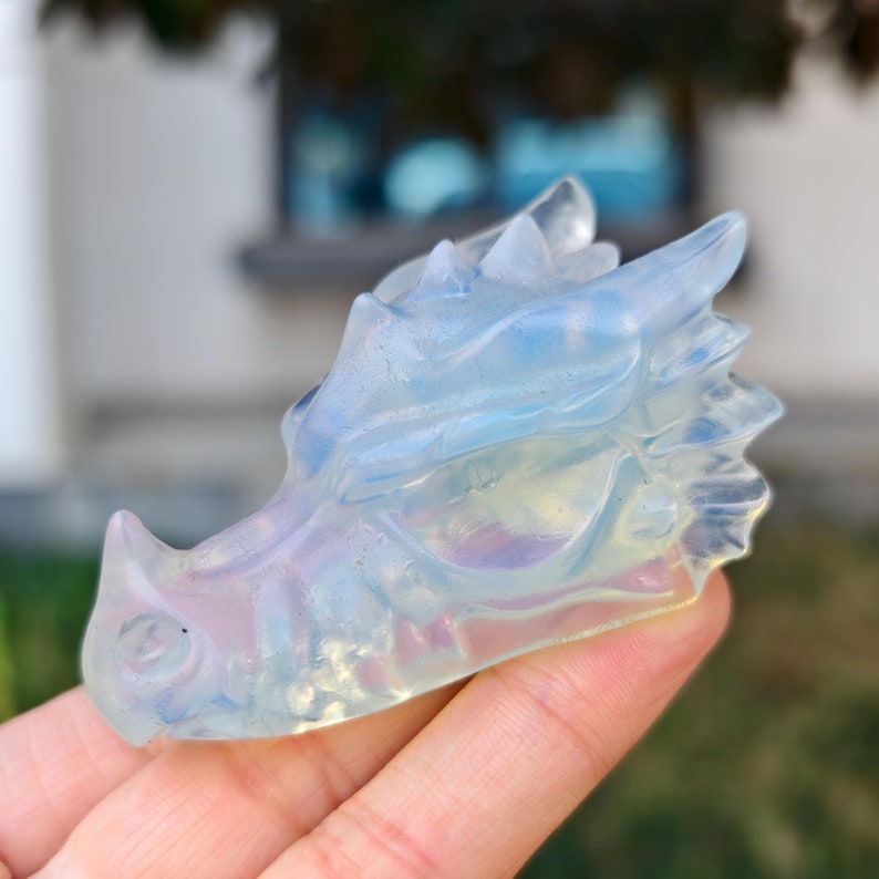 2.8" Natural Opalite Carved Dragon，Opalite Dragon Head Carving,Opalite Dragon，Home Decor，Healing Figurine，gifts