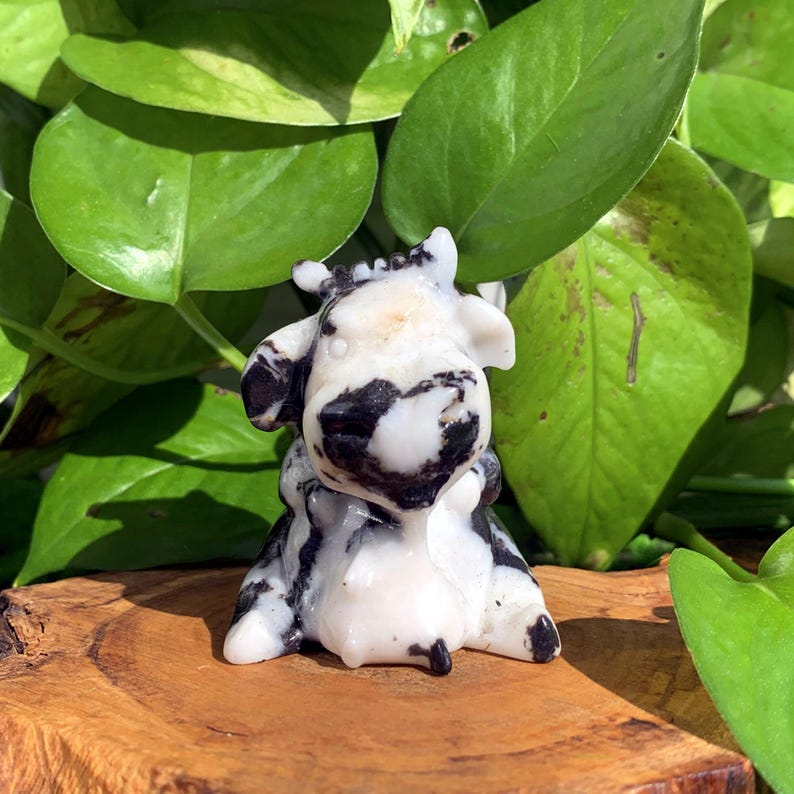 2.1" Natural Zebra Stone Cow,Quartz Cow,Crystal Cow,Crystal Animal,Cow Sculpture,Crystal Heal,Home Decor,Crystal Gifts,Crystal chakra 1pc