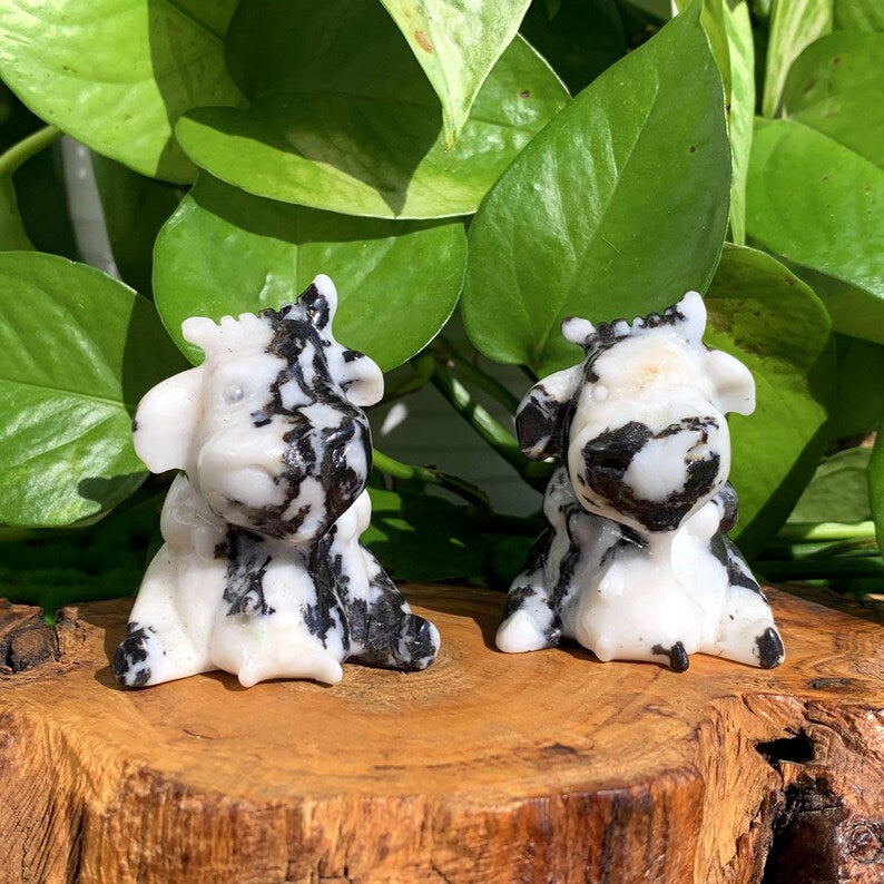 2.1" Natural Zebra Stone Cow,Quartz Cow,Crystal Cow,Crystal Animal,Cow Sculpture,Crystal Heal,Home Decor,Crystal Gifts,Crystal chakra 1pc