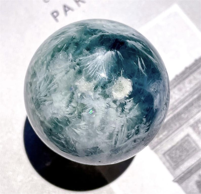 1PC Natural Feather Rainbow Fluorite Stone Sphere,High Quality Quartz Crystal Ball Carving,Reiki Healing Crystal,Home Decor,Energy Crystal