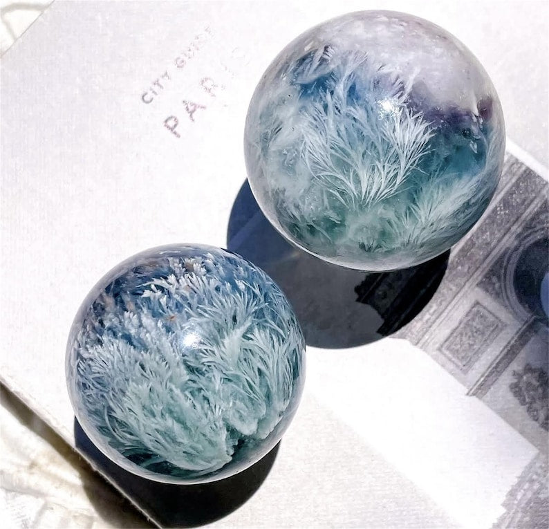 1PC Natural Feather Rainbow Fluorite Stone Sphere,High Quality Quartz Crystal Ball Carving,Reiki Healing Crystal,Home Decor,Energy Crystal