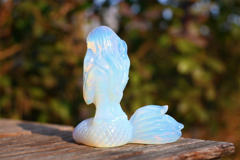 2.6'' carved Opalite Mermaid decor，Crystal Mermaid ，Home decor，Carved mermaid，Crystal gift，Crystal healing