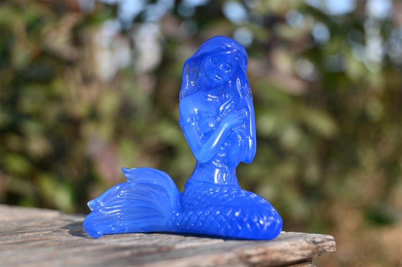 2.6'' carved Blue Opalite Mermaid decor，Crystal Mermaid ，Home decor，Carved mermaid，Crystal gift，Crystal healing