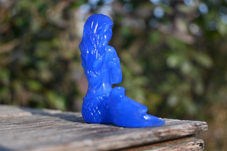 2.6'' carved Blue Opalite Mermaid decor，Crystal Mermaid ，Home decor，Carved mermaid，Crystal gift，Crystal healing