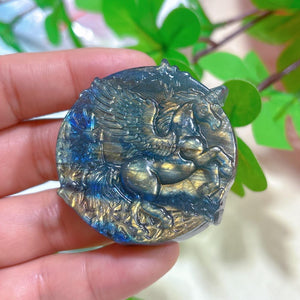 1PC Natural Labradorite Unicorn,Quartz Crystal Unicorn Pendant,Reiki Heal,Crystal Carving,Home Decor,Crystal Gift,Mineral Specimen
