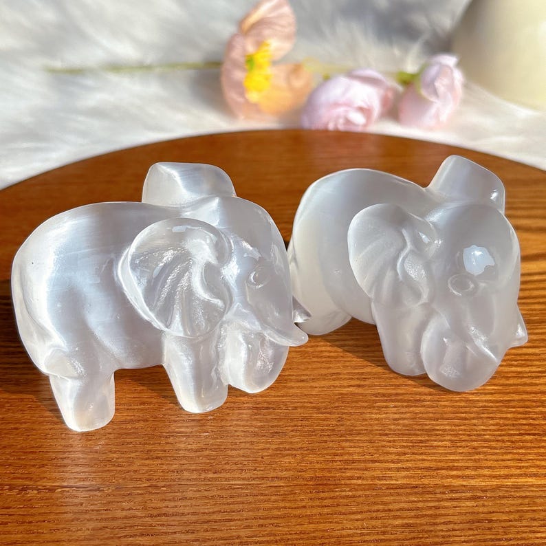 Natural Selenite Elephant,Quartz Crystal Elephant,Mineral Specimen,Selenite Meditation,Home Decor,Reiki Heal,Crystal Gifts