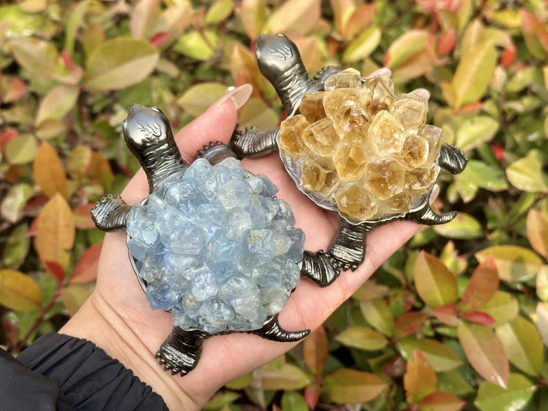 4.6" Natural Crystal Quartz Rough Turtle,Crystal Cluster Turtle,Hand Carved,Amethyst Energy Turtle,Crystal animal,Crystal Gifts 1PC