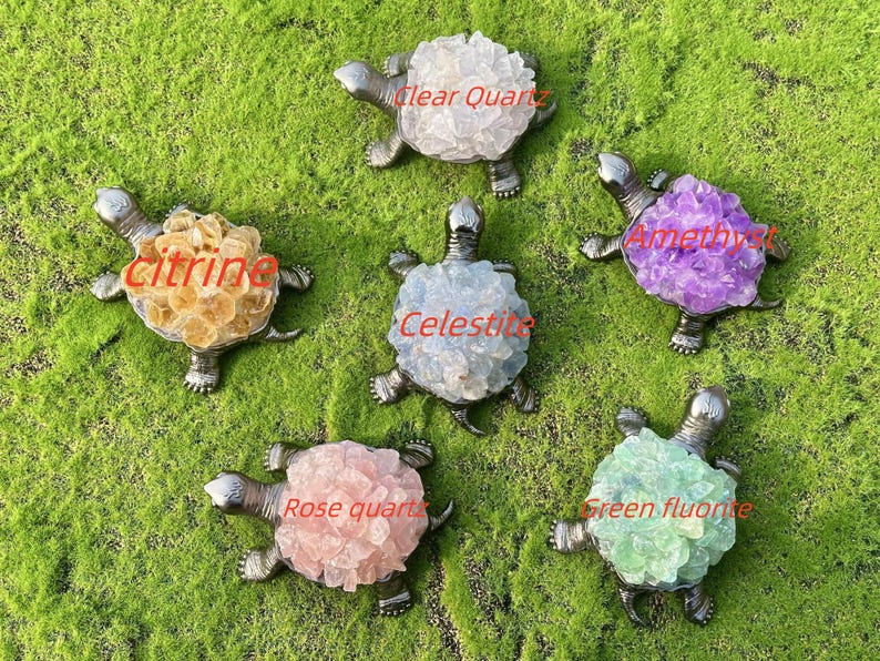 4.6" Natural Crystal Quartz Rough Turtle,Crystal Cluster Turtle,Hand Carved,Amethyst Energy Turtle,Crystal animal,Crystal Gifts 1PC
