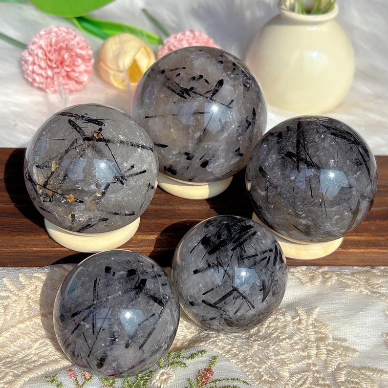 Natural Black Tourmaline Sphere,Quality Goods Quartz Crystal Ball,Mineral Specimen,Home DecorReiki Heal,Crystal Gifts,Prophecy Ball