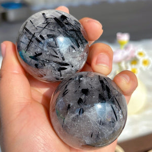 Natural Black Tourmaline Sphere,Quality Goods Quartz Crystal Ball,Mineral Specimen,Home DecorReiki Heal,Crystal Gifts,Prophecy Ball