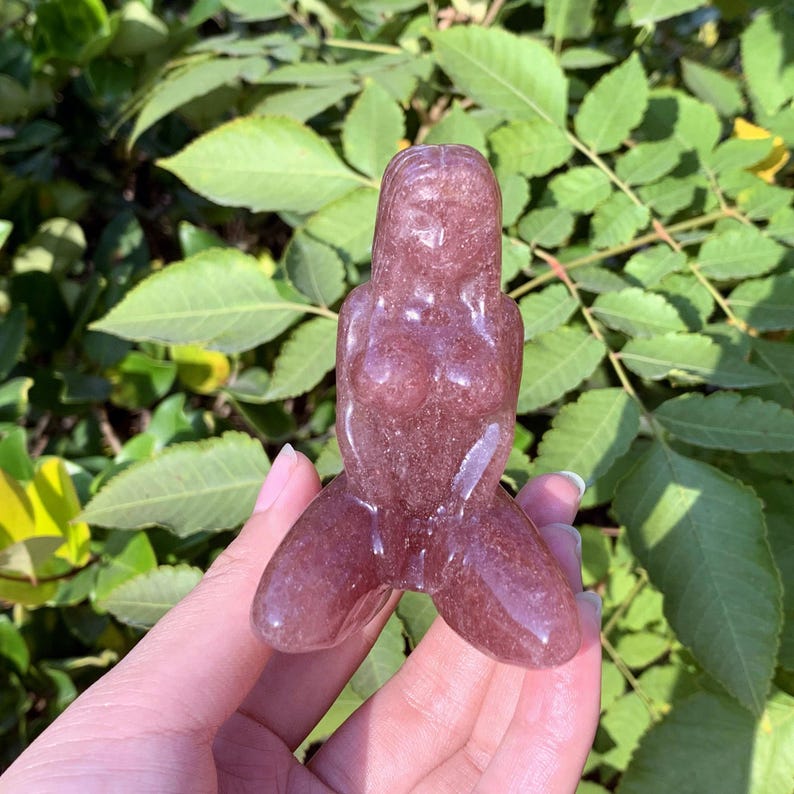 3.1" Natural Strawberry Quartz Goddess Model,Quartz Goddess,Crystal Body,Crystal Heal,Crystal Energy Sculpture,Reiki Heal,Crystal Gifts 1PC