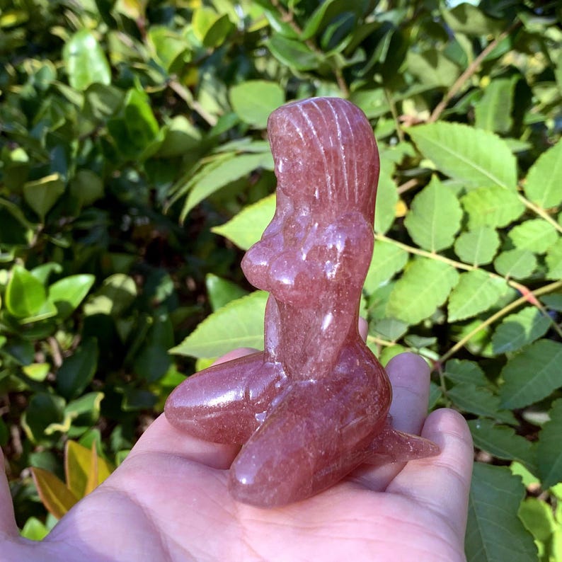 3.1" Natural Strawberry Quartz Goddess Model,Quartz Goddess,Crystal Body,Crystal Heal,Crystal Energy Sculpture,Reiki Heal,Crystal Gifts 1PC