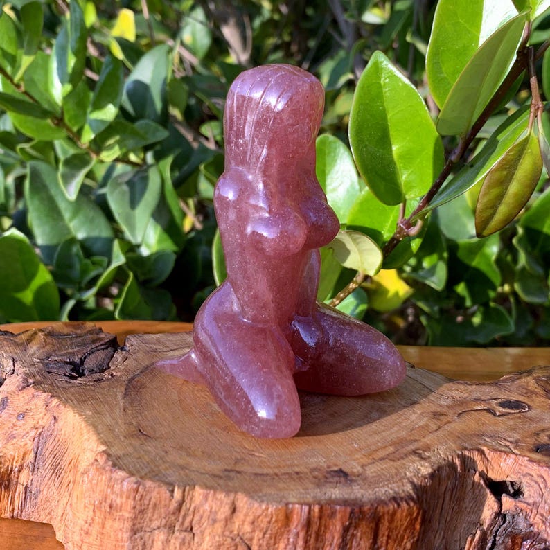 3.1" Natural Strawberry Quartz Goddess Model,Quartz Goddess,Crystal Body,Crystal Heal,Crystal Energy Sculpture,Reiki Heal,Crystal Gifts 1PC
