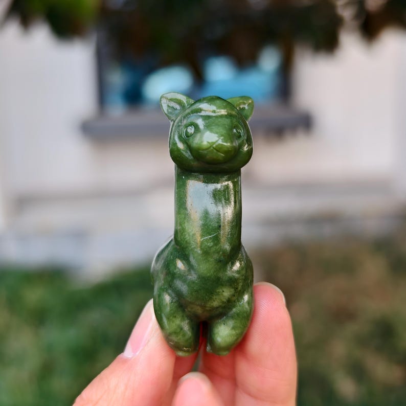 2.8" Natural jade Carved Alpaca，Crystal Alpaca Carving,jade Alpaca，Home Decor，Alpaca carving,Reiki Healing Figurine，Christmas gifts 1PC