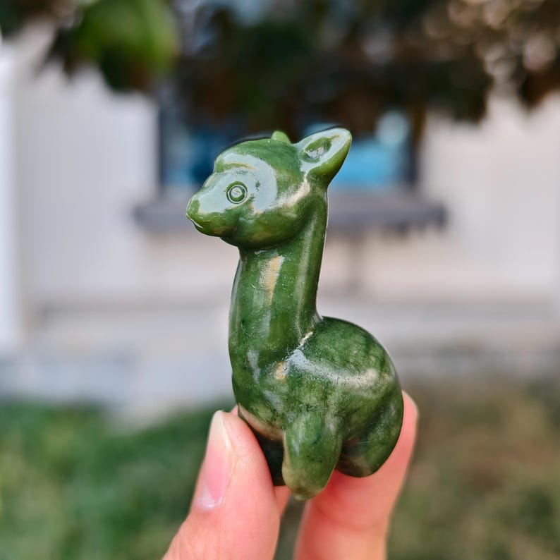 2.8" Natural jade Carved Alpaca，Crystal Alpaca Carving,jade Alpaca，Home Decor，Alpaca carving,Reiki Healing Figurine，Christmas gifts 1PC