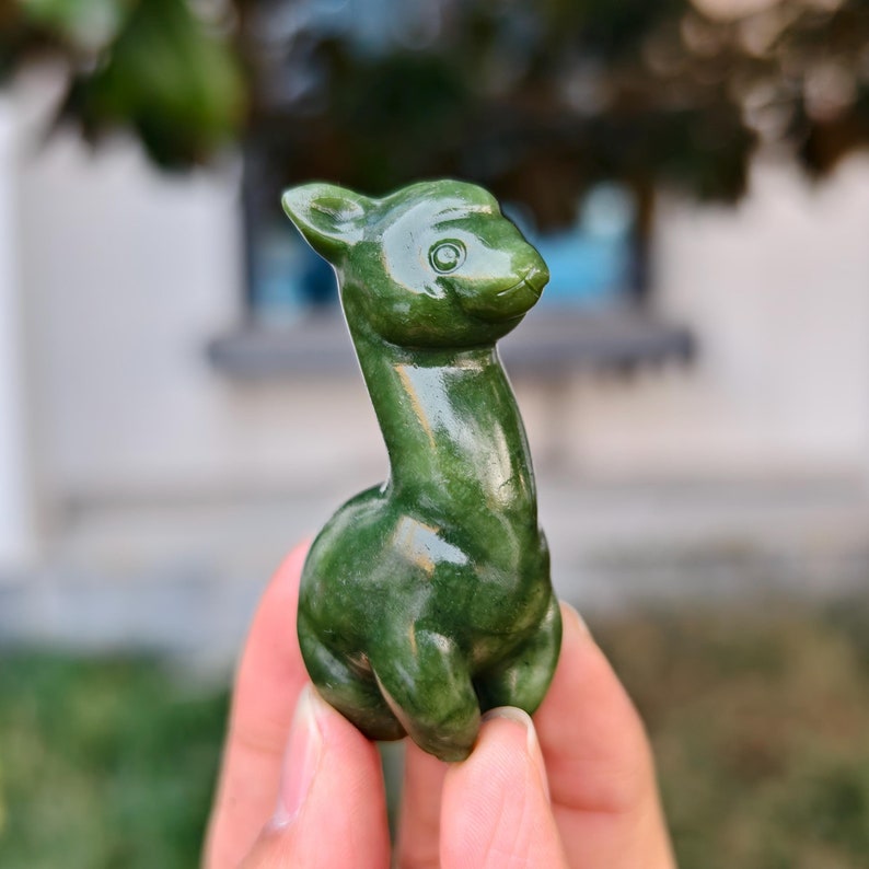 2.8" Natural jade Carved Alpaca，Crystal Alpaca Carving,jade Alpaca，Home Decor，Alpaca carving,Reiki Healing Figurine，Christmas gifts 1PC