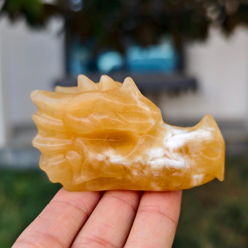 2.8" Natural Geode Stone Carved Dragon，Geode Stone Dragon Head Carving,Geode Stone Dragon，Home Decor，Reiki Healing Figurine，Crystal gifts