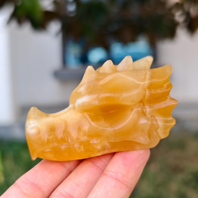 2.8" Natural Geode Stone Carved Dragon，Geode Stone Dragon Head Carving,Geode Stone Dragon，Home Decor，Reiki Healing Figurine，Crystal gifts