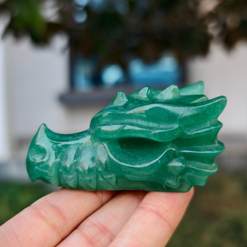 2.8" Natural Aventurine Carved Dragon，Aventurine Dragon Head Carving,Aventurine Dragon，Home Decor，Reiki Healing Figurine，Crystal gifts